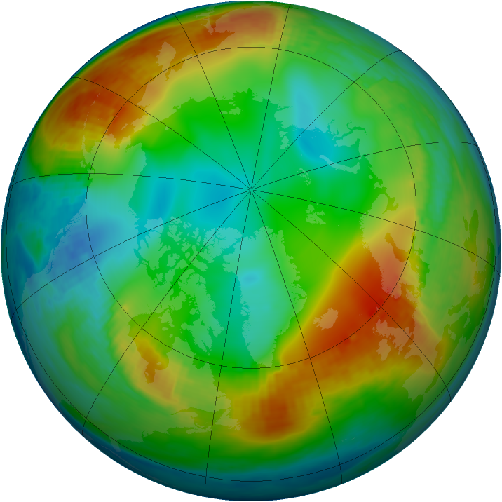 Arctic ozone map for 23 December 1985